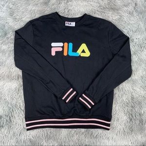 FILA Black Spellout Logo Crewneck Sweatshirt